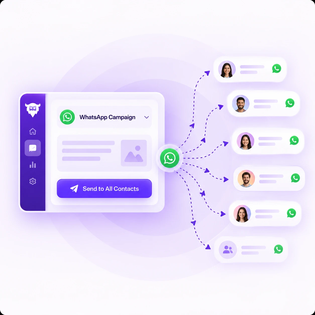 Unlimited WhatsApp broadcast reach in Yeti
